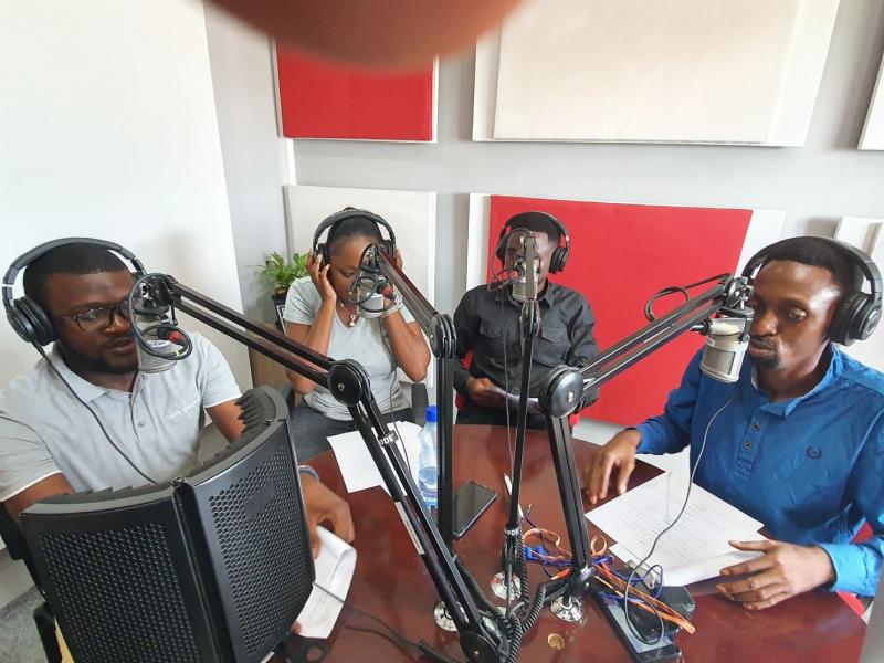 Séance d'enregistrement du feuilleton Mbongwana